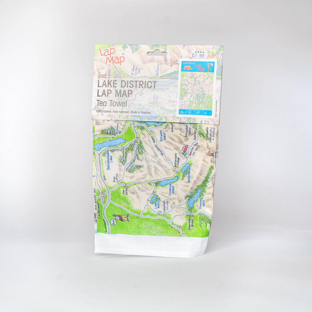 Lake District Lap Map Tea Towel